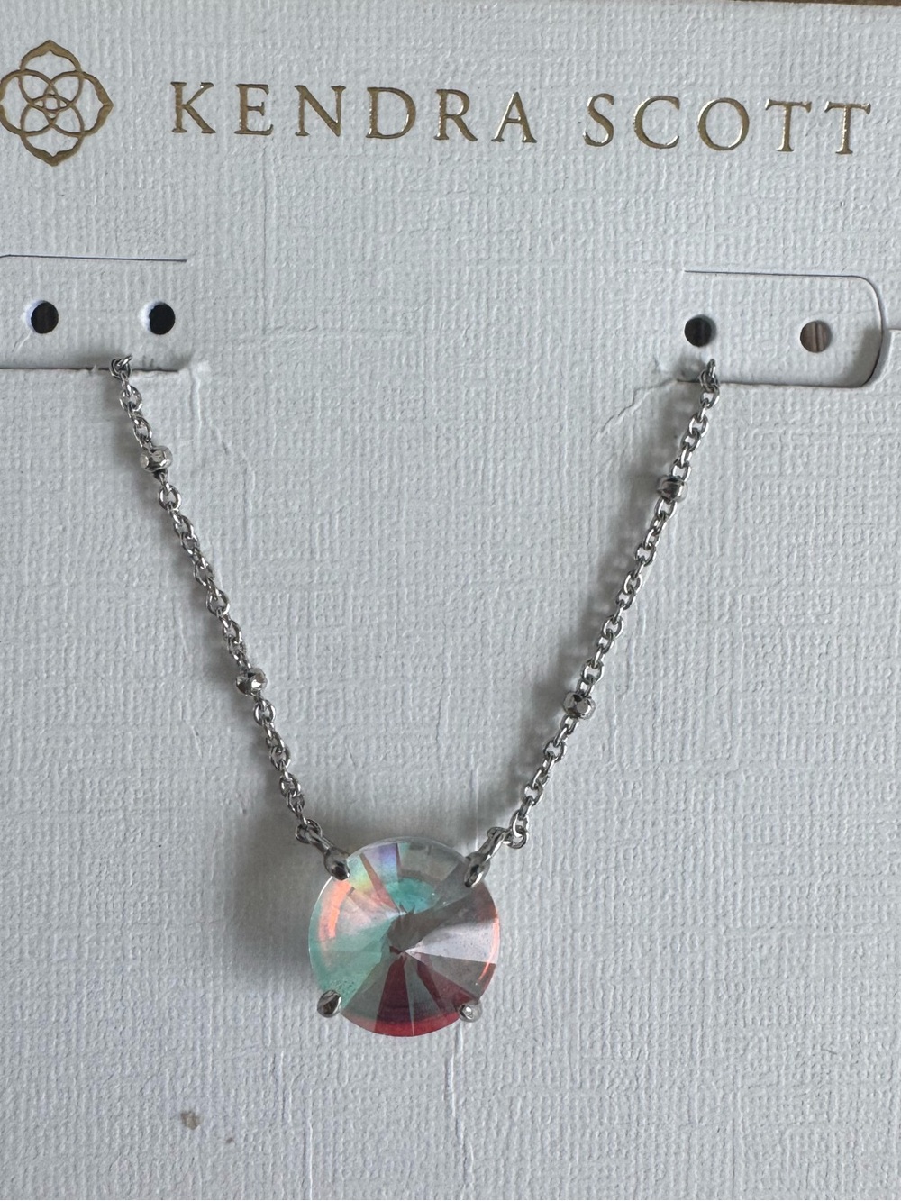 Kendra Scott Jolie Silver & Iridesent Crystal Pendant Necklace